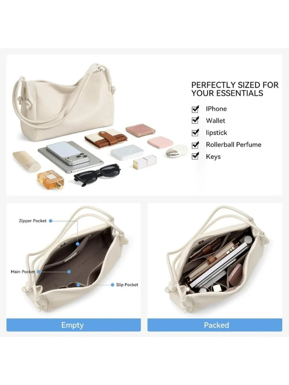 Stylish Vegan Leather Hobo Bag for Women | Soft Travel Handbag & Purse